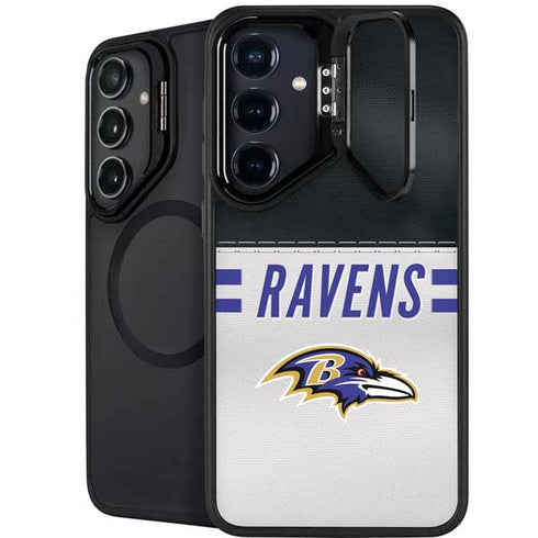 NFL Baltimore Ravens White Striped Galaxy S25 Plus Kickstand Case