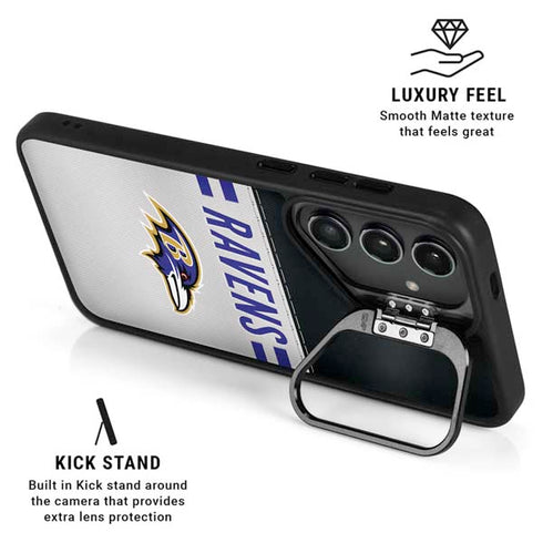 NFL Baltimore Ravens White Striped Galaxy S25 Plus Kickstand Case