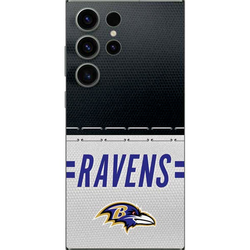 NFL Baltimore Ravens White Striped Galaxy S25 Ultra Skin