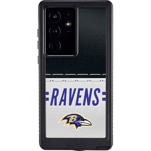 NFL Baltimore Ravens White Striped Galaxy S24 Ultra Waterproof Case