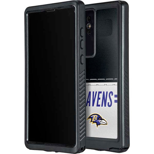 NFL Baltimore Ravens White Striped Galaxy S24 Ultra Waterproof Case