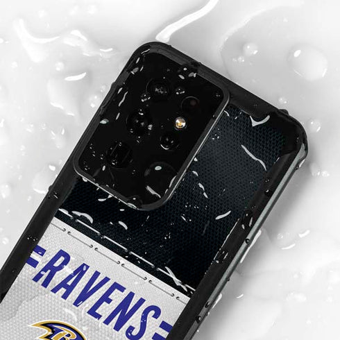 NFL Baltimore Ravens White Striped Galaxy S24 Ultra Waterproof Case