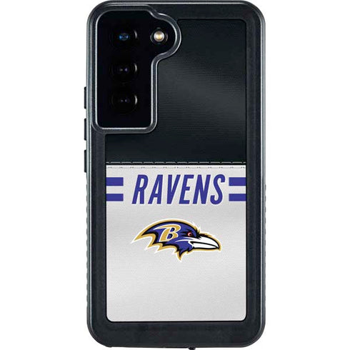 NFL Baltimore Ravens White Striped Galaxy S24 Waterproof Case