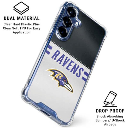 NFL Baltimore Ravens White Striped Galaxy S25 Plus Clear Case