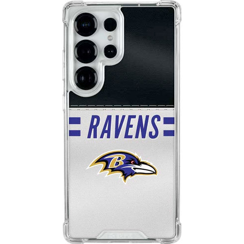 NFL Baltimore Ravens White Striped Galaxy S25 Ultra Clear Case