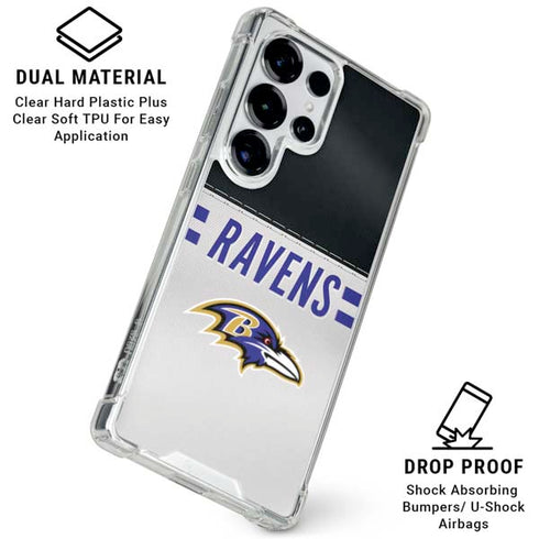 NFL Baltimore Ravens White Striped Galaxy S25 Ultra Clear Case