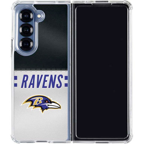 NFL Baltimore Ravens White Striped Galaxy Z Fold6 Clear Case