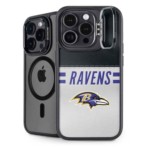 NFL Baltimore Ravens White Striped iPhone 14 Pro Max Kickstand Case