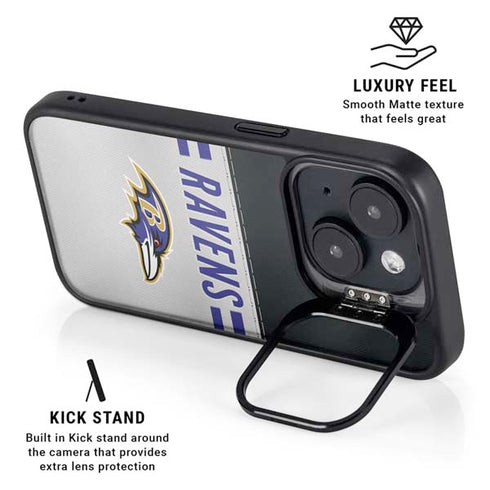 NFL Baltimore Ravens White Striped iPhone 15 Plus Kickstand Case