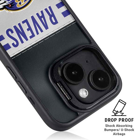 NFL Baltimore Ravens White Striped iPhone 15 Plus Kickstand Case