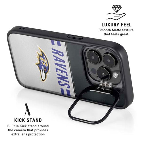 NFL Baltimore Ravens White Striped iPhone 15 Pro Kickstand Case
