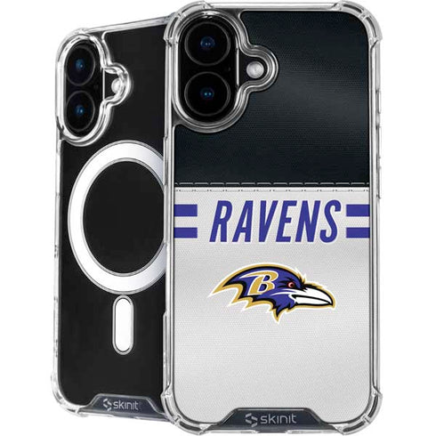 NFL Baltimore Ravens White Striped iPhone 16 MagSafe Case