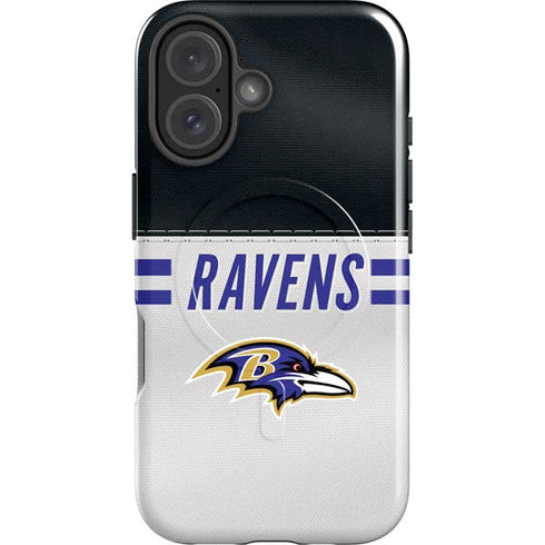 NFL Baltimore Ravens White Striped iPhone 16 Magsafe Impact Case