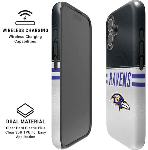 NFL Baltimore Ravens White Striped iPhone 16 Magsafe Impact Case
