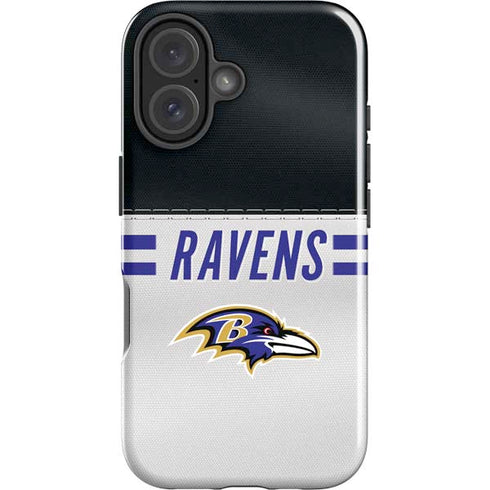 NFL Baltimore Ravens White Striped iPhone 16 Plus Impact Case