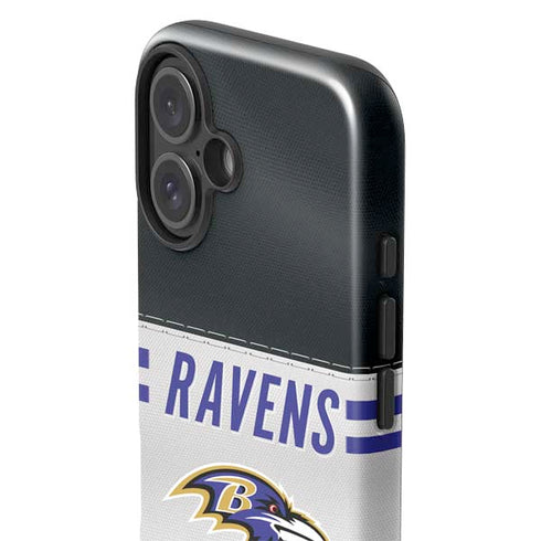 NFL Baltimore Ravens White Striped iPhone 16 Plus Impact Case