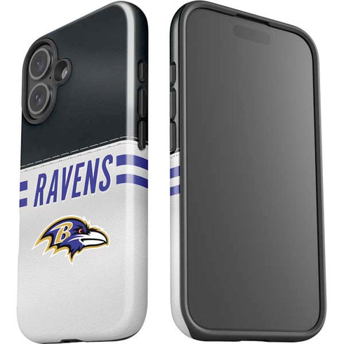 NFL Baltimore Ravens White Striped iPhone 16 Plus Impact Case