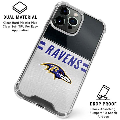 NFL Baltimore Ravens White Striped iPhone 16 Pro Clear Case