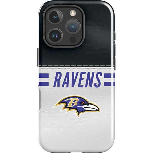 NFL Baltimore Ravens White Striped iPhone 16 Pro Impact Case