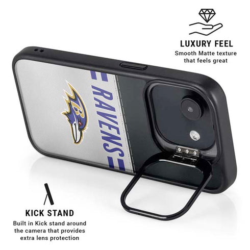 NFL Baltimore Ravens White Striped iPhone 16e Kickstand Case
