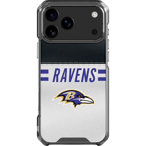 NFL Baltimore Ravens White Striped iPhone 18 Pro Max Clear Case