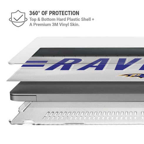 NFL Baltimore Ravens White Striped MacBook Pro 14in (2021-24) Case plus Skin