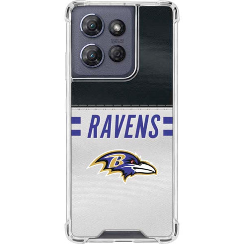 NFL Baltimore Ravens White Striped Moto G 5G (2025) Clear Case