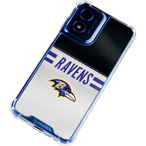NFL Baltimore Ravens White Striped Moto G 5G (2024) Clear Case