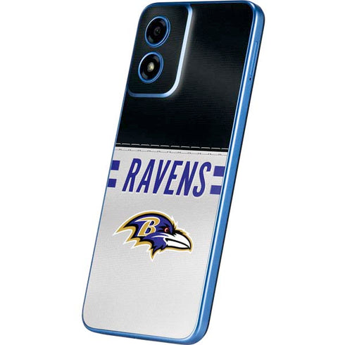 NFL Baltimore Ravens White Striped Moto G Play 4G (2024) Skin