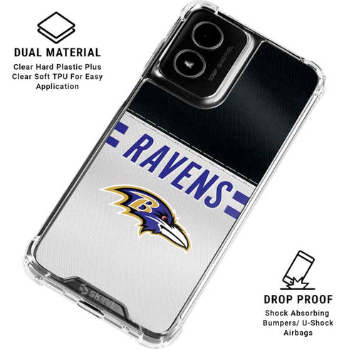NFL Baltimore Ravens White Striped Moto G Power 5G (2024) Clear Case