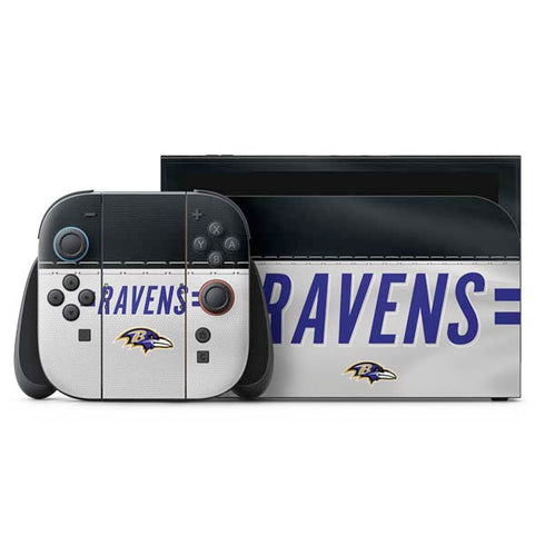 NFL Baltimore Ravens White Striped Nintendo Switch 2 (2025) with Joy-Con Skin
