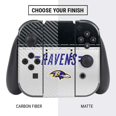 NFL Baltimore Ravens White Striped Nintendo Switch Bundle Skin