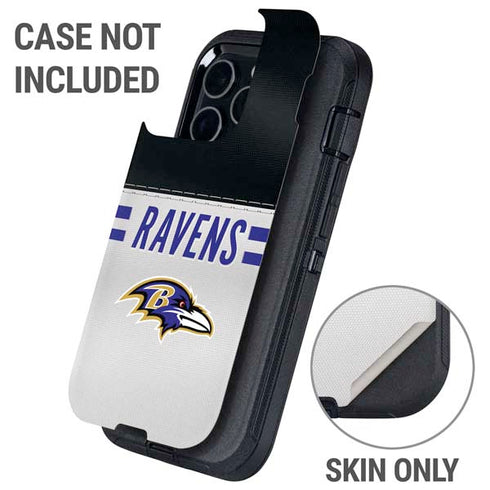 NFL Baltimore Ravens White Striped Otterbox Defender iPhone Skin