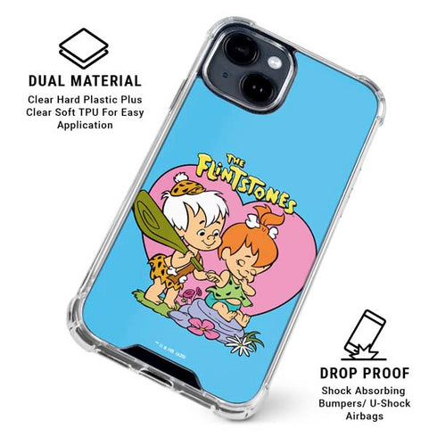 The Flinstones Bamm-Bamm and Pebbles iPhone 15 Clear Case