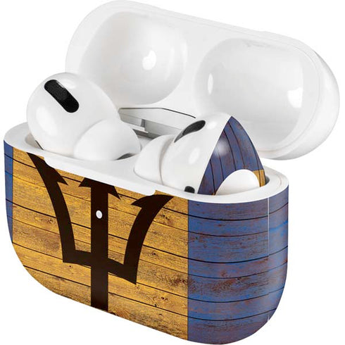 Barbados Flag Dark Wood AirPods Skins