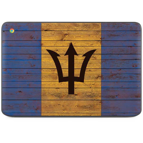 Barbados Flag Dark Wood HP Chromebook Skin