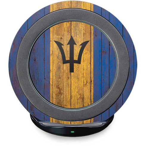 Barbados Flag Dark Wood Fast Charge Wireless Charging Stand Skin