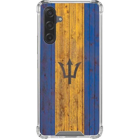 Barbados Flag Dark Wood Galaxy A17 Clear Case