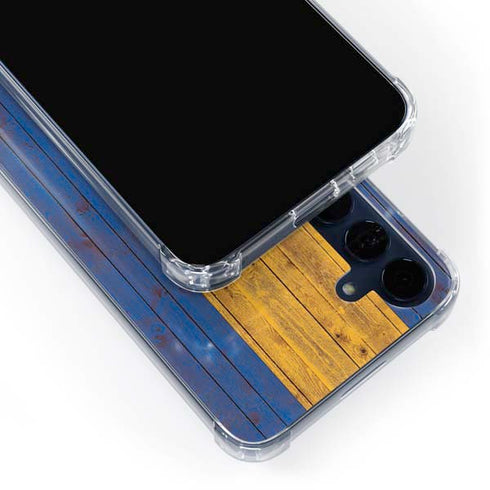 Barbados Flag Dark Wood Galaxy A35 5G Clear Case