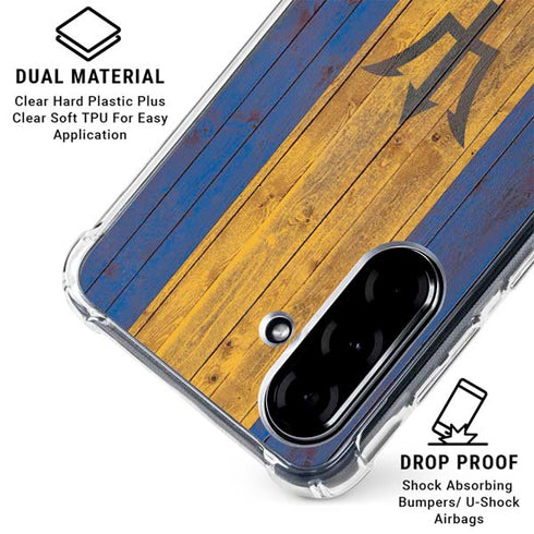 Barbados Flag Dark Wood Galaxy A36 5G Clear Case