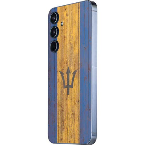 Barbados Flag Dark Wood Galaxy A36 5G Skin