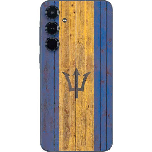 Barbados Flag Dark Wood Galaxy A55 5G Skin