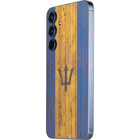 Barbados Flag Dark Wood Galaxy A55 5G Skin