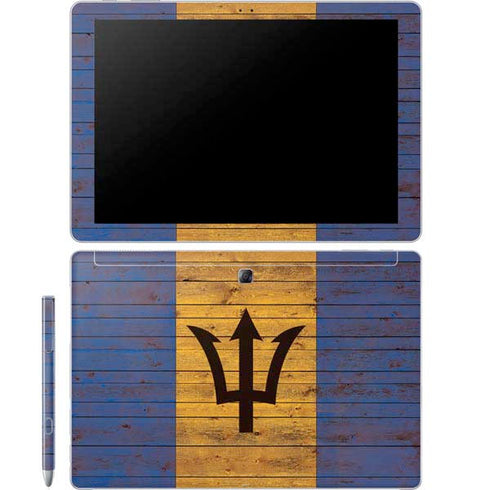 Barbados Flag Dark Wood Galaxy Book 12in Skin