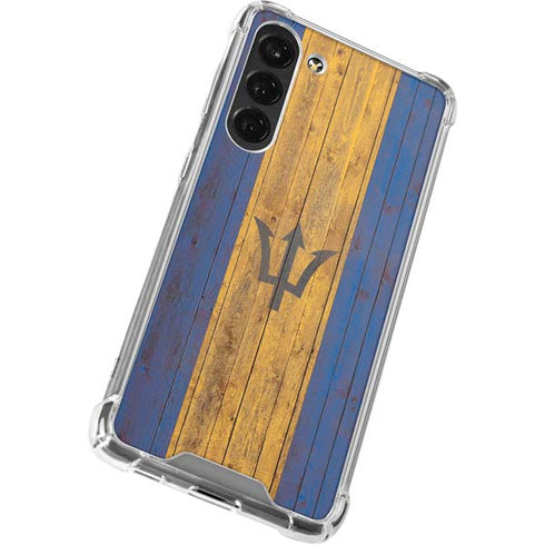 Barbados Flag Dark Wood Galaxy S24 FE Clear Case