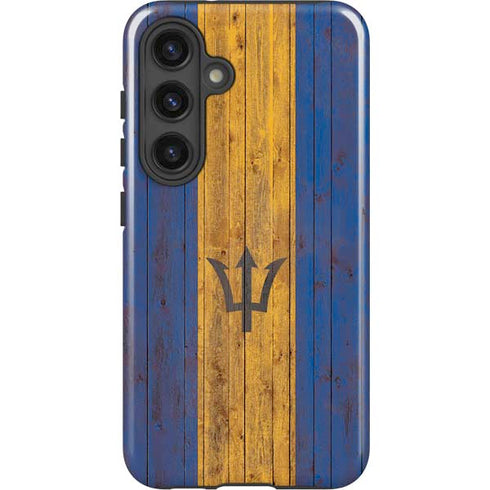 Barbados Flag Dark Wood Galaxy S25 Plus Impact Case