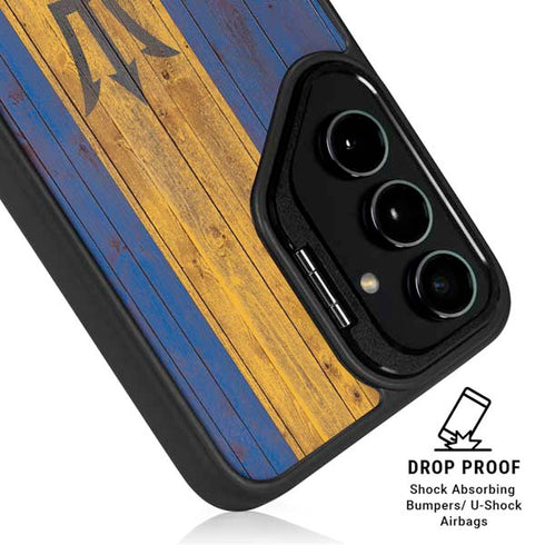 Barbados Flag Dark Wood Galaxy S25 Plus Kickstand Case