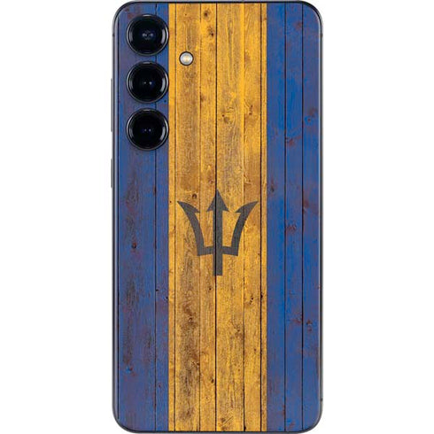 Barbados Flag Dark Wood Galaxy S24 Plus Skin