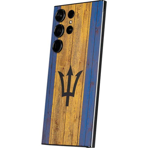 Barbados Flag Dark Wood Galaxy S25 Ultra Skin