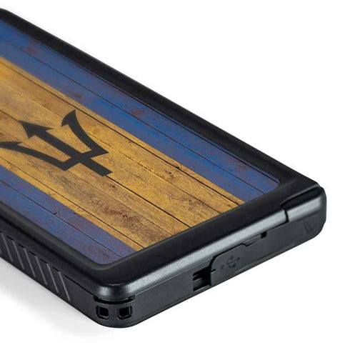 Barbados Flag Dark Wood Galaxy S24 Ultra Waterproof Case